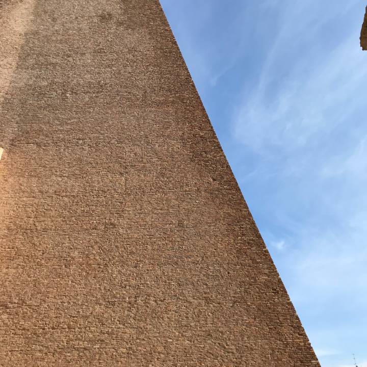 A close-up photo of the inside of a Colosseum wall